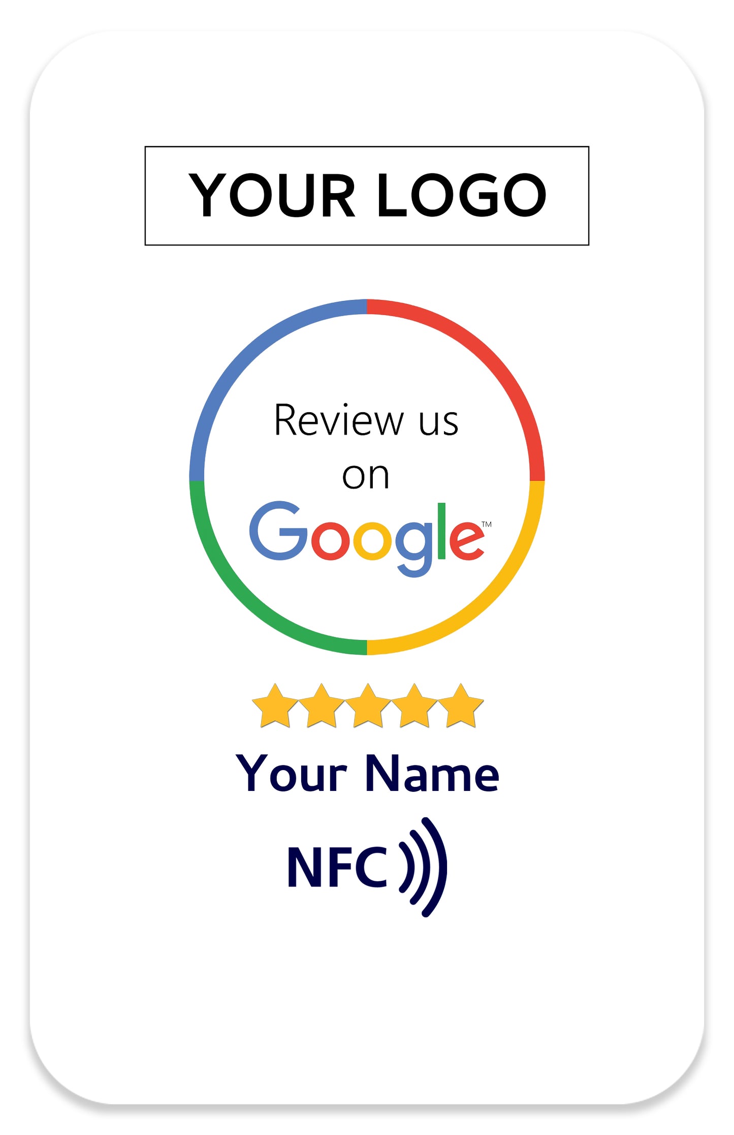 Customized NFC/RFID Google Review Card Version 2